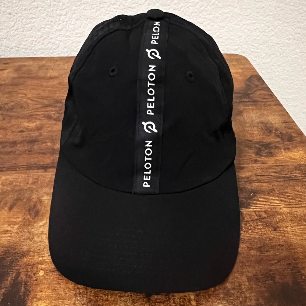 Peloton Black Cap with Logo Stripe NWOT